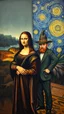 Placeholder: Mona Lisa and Vincent van Gogh standing side by side in a painting