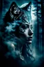 Placeholder: double exposure stunning woman-wolf hybrid portait, forest, moon, smoke, ultra-high detailed, deep dark colors, dark fantasy, intricate detail, cinematic, masterpiece, sharp focus, dark ethereal fantasy, hyperdetailed, atmospheric , dark surreal fantasy