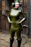 Placeholder: Russian military girl. Army green surfaces body, latex. Plastic cyborg skin. Cyber-punk head. Steam-punk. Old-fashioned cameras integrated to head. Metallic speakers on ears, Perfect body, thick thighs and calves. simple face. Wide hip, skirt bleats nicely. Asa Akira. Partly symmetrical. Straitjacket. Rusty and decayed background. Steam-plunge air-bottles. Euclidean 3D-tiling walls. 5th dimensional surface structures. Oppressive atmospher