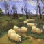 Placeholder: Hunter taking sheep in forest Van Gogh