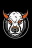 Placeholder: angry bull terrier hockey logo, thick lines, vector simplified, black white and orange