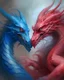 Placeholder: a painting of two blue and red dragons facing each other, a picture, pixiv, annie stegg gerard, in love, discord profile picture, detailed artwork, r / paintedminis, profile picture, much detailed, blue and pink, profile image, profile pic