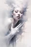 Placeholder: White smoke artistically takes the form of gloves by Ryohei Hase, Agnes Cecile, Raymond Swanland, Anne Bachelier, pastel smoky texture in hues of tranquility, an embodiment of minimalism with a stroke of simplicity, evoking serenity against a backdrop, white shimmering, fantasy art, backlit