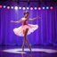 Placeholder: create of a beautiful balerina in pretty clothing in a modern cifi stage in her performance cinamatic lights .dancing lambada
