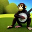 Placeholder: wiremesh rendering of a monkey playing a banjo