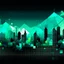 Placeholder: Digital and abstract illustration of a minimalist, polygonal and digital city, colors are black, light blue and light green (#CCE7D5).