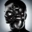 Placeholder: man with 3 head , high detail , face is cyborg , black background