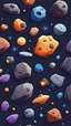 Placeholder: cartoon asteroids