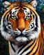 Placeholder: Tigre siberiano estilo mosaico pintura aerógrafo, calidad ultra, full body, hiperdetallada