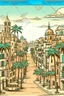 Placeholder: a city with palm trees old cartoon