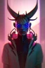 Placeholder: Cyberpunk Satyr, vibrant color scheme, highly detailed, sharp, romanticism, cinematic, concept art, 4k, 8k, trending on art station, purple and blue tones