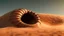 Placeholder: In the desert in the dunes a large sandworm full screen, concept art