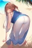 Placeholder: bending over wearing beach clothes