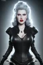 Placeholder: Lana Turner as evil queen in black leather, leather, busty, cleavage, angry, stern look. character design by cory loftis, fenghua zhong, ryohei hase, ismail inceoglu and ruan jia. unreal engine 5, artistic lighting, highly detailed, photorealistic, fantasy