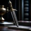 Placeholder: tabletop role-playing miniature of a lord of the rings dagger concept art hyperrealism