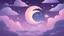 Placeholder: A series of twinkling stars in a purple night sky with clouds and a half-crescent moon, mysterious, in the style of a pastel and anime aesthetic