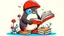 Placeholder: penguin sitting on mushroom and reading a book