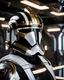Placeholder: star wars bald male corellian pilot wearing pearlescent black and gunmetal grey First Order special forces armor and helmet with gold trim inside the jedi temple, centered head and shoulders portrait, hyperdetailed, dynamic lighting, hyperdetailed background, 8k resolution, volumetric lighting, light skin, fully symmetric details