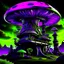 Placeholder: A fantabulous black, green and purple (((mushroom tower house))) erected atop a (geologic pillar), surrounded by the uncanny imaginative ((( swirling skies))), offset by the stark hues of a (neon-tinged nebulous space scape), within. captured by the hand a skilled master painter with a focus on (softly blurred compositions and voluminous lighting).
