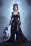 Placeholder: Lana Turner as evil queen in black leather, leather, busty, cleavage, angry, stern look. character design by cory loftis, fenghua zhong, ryohei hase, ismail inceoglu and ruan jia. unreal engine 5, artistic lighting, highly detailed, photorealistic, fantasy