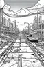 Placeholder: Outline art, no shading, machine on the road, cartoon style, black and white, low detail, --ar 9:11