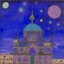 Placeholder: A violet cosmic Arabian palace with an observatory in the starry sky painted by Paul Klee