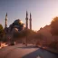 Placeholder: Sultanahmet, spring, sunset, fantasy art, blue and sky, realistic, unreal engine 5, octane render, cinema4d