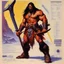 Placeholder: ConceptSheet [by Bruce Pennington]: barbarian and his axe with AD&D statistics