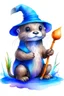 Placeholder: Create a watercolor clip art image with a white background of 3D otter baby as wizard