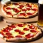 Placeholder: to the right a pizza, to the left a beer