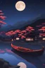 Placeholder: "It is night time, the sky is filled with stars, you can see the Milky Way crossing it. On the side, there is a flowering tree, fireflies are circling around it. In front, there is a magnificent lake, small boats with lights gently float upon it, the people on the boats are wearing Japanese kimonos. Behind it rises majestically Mount Fuji, emanating all the power and wisdom it inspires."