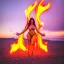 Placeholder: woman made of fire, fire angel, fire clothes, full body portrait, long flowing hair, only wearing bikini made of fire, highly detailed, real life photo, photo quality, extremely detailed, high quality, standing in fire, highly detailed