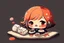 Placeholder: contented cute chibi girl eating sushi