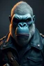 Placeholder: King Kong Bald , Human Rogue trader Blue and black commandant Jacket full portrait
