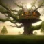 Placeholder: A giant tree the in december With a giant treehouse in it