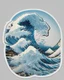 Placeholder: La gran ola de Kanagawa, sticker, detallado, fondo blanco