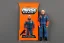 Placeholder: packaging label Mike pence g.i. joe toy With a gun space force uniform action figure, fluorescent orange, pricetag