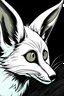 Placeholder: A white fox with big ears in the style of Maus comic book