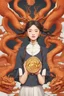 Placeholder: Bitcoin cryptocurrency in the hands of a traditional chinese girl, dragon