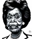 Placeholder: a caricature close-up face portrait of mad maxine waters, extreme cross-eyed, pouting, looking very very sad very very very angry, drawn by mort drucker mad magazine