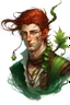 Placeholder: determined wet pirate nereid male with seaweed in auburn hair