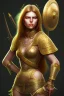 Placeholder: lady warrior with gold short top and flower