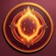 Placeholder: Hyper Realistic Glowing-Golden-Groovy-Patches on Maroon-&-Orange-background with fire-embers on it