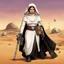 Placeholder: Princess Leia as a tattooed gangsta nun in her iconic Tatooine outfit, her Jawa friend is on her side, they are fierce and ready to fight