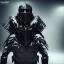 Placeholder: badass wearing a broken mask, black metal armor, futuristic suit, imperious, 8k resolution concept art, cyberpunk