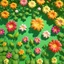 Placeholder: stylized game asset render of flowers, top-down view