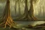 Placeholder: gaea, insane treepunk, volumetric pastel orange and red glowing forest environment and background, epic color pencil painting of abstract art plant camps, 16k, intricate flora, ancient willow tree, twisted wood, lush, ancient roots, organic, mushrooms, stacks of wood, ancient vines, leaves, ambient occlusion, rocks, uhd, realistic shaded volumetric lighting, ancient wood, sunlight caustics, volumetric clouds, pigmented colors, redshift engine render, concept art and visualization by sam curry