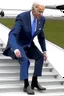 Placeholder: Joe Biden dressed as a wizard stumbling down the steps to air force one