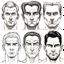 Placeholder: About drawing these features of a man's face Eyes: almond-shaped, medium-sized with defined eyelids and a direct and steady look. nose: a nose with prominent features, straight and with a slightly pointed tip, which can be described as a Roman nose. Mouth: Medium width with defined lips, neither too full nor too thin. Eyebrows: Naturally dense and curved, to match the shape of the face. Mustache: dense and arched following the shape of the upper lip.Chin and jaw: A prominent chin and defined j