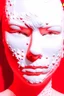 Placeholder: White rubber girl's face with rubber effect in all face with red sponge rubber effect